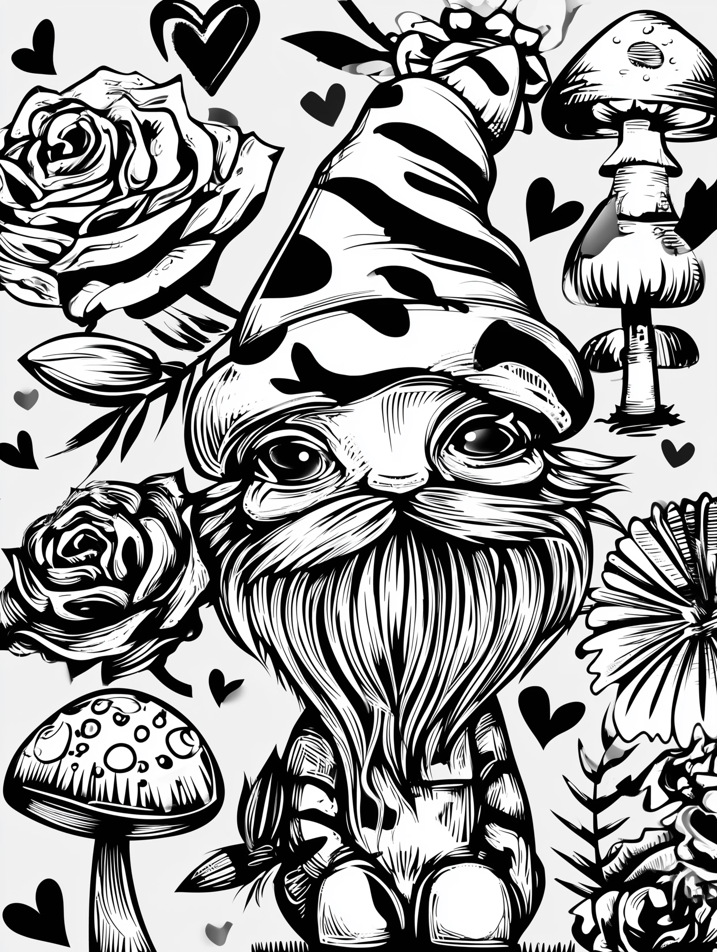 Free printable gnome coloring page for adults featuring a sitting gnome with a beard
